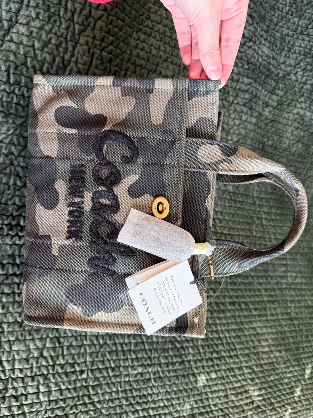Coach Camo Canvas Tote in Green and Brown
